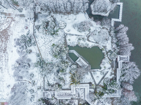 武汉东湖磨山风景区冬季雪景