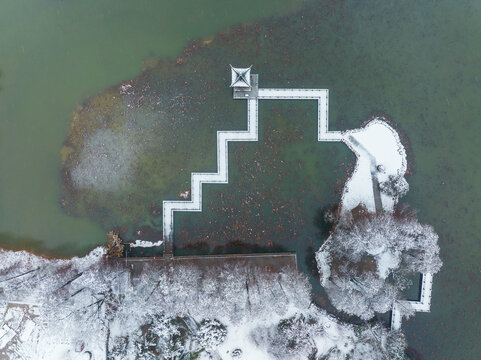 武汉东湖磨山风景区冬季雪景