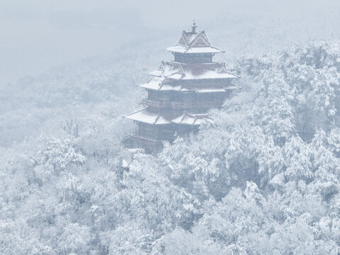 武汉东湖磨山风景区冬季雪景