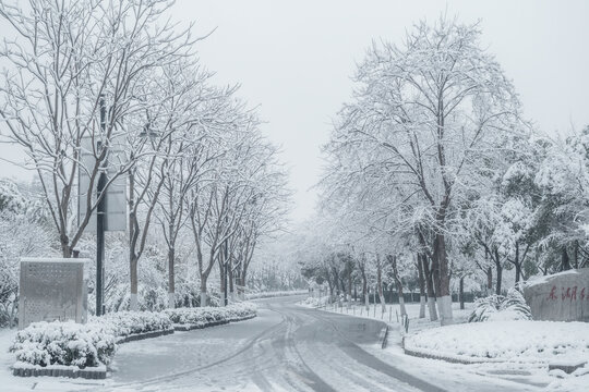 武汉东湖磨山风景区冬季雪景