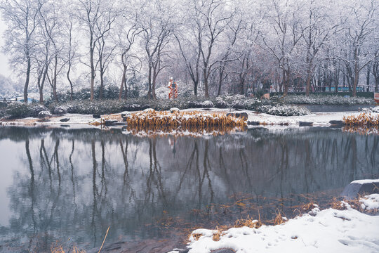 武汉东湖磨山风景区冬季雪景