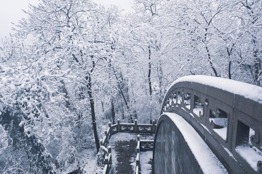 武汉东湖磨山风景区冬季雪景