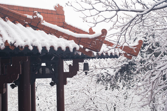 武汉东湖磨山风景区冬季雪景