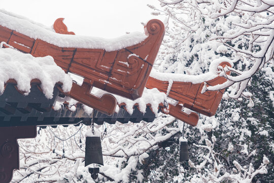 武汉东湖磨山风景区冬季雪景