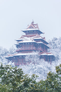 武汉东湖磨山风景区冬季雪景