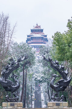 武汉东湖磨山风景区冬季雪景