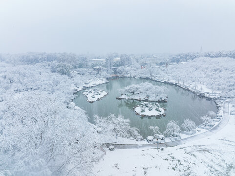 武汉东湖磨山风景区冬季雪景