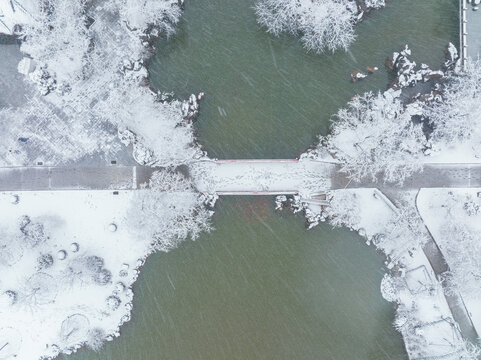 武汉东湖磨山风景区冬季雪景