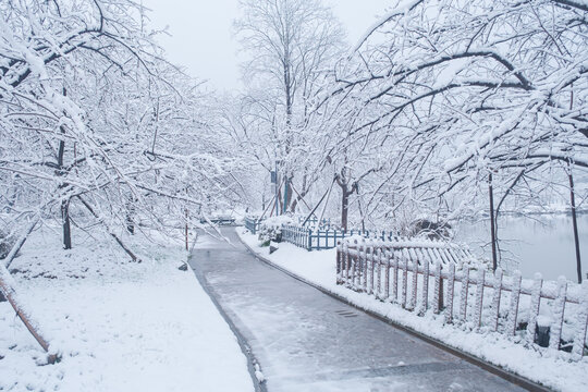 武汉东湖磨山风景区冬季雪景