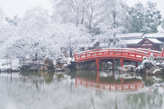 武汉东湖磨山风景区冬季雪景