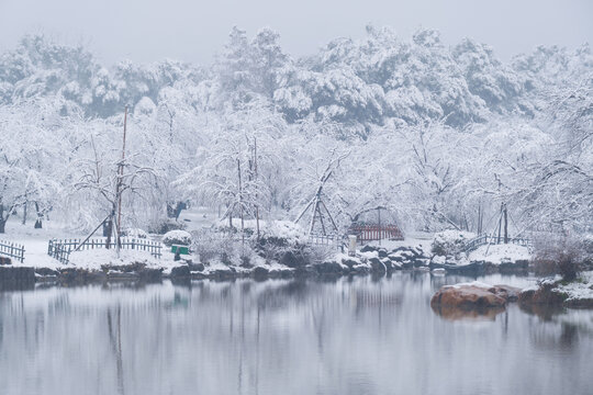 武汉东湖磨山风景区冬季雪景