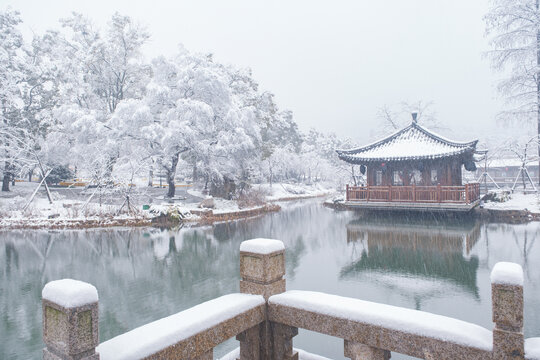 武汉东湖磨山风景区冬季雪景