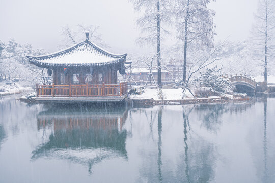 武汉东湖磨山风景区冬季雪景