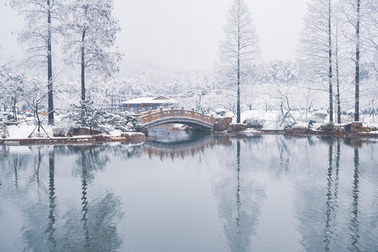 武汉东湖磨山风景区冬季雪景