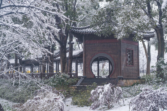 武汉东湖磨山风景区冬季雪景