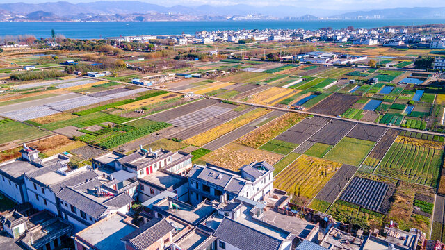 大理高原的耕地田园风光