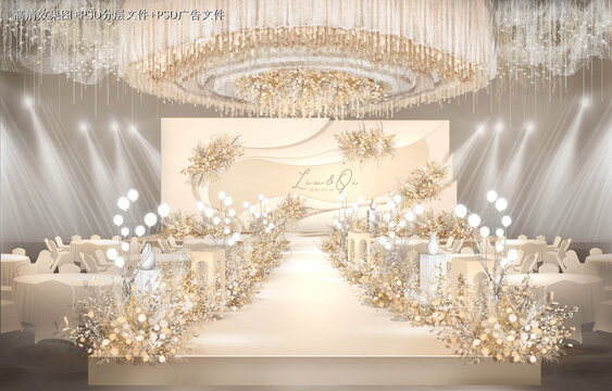 香槟婚礼舞台效果图设计