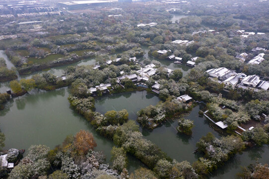浙江杭州西溪湿地公园学姐航拍