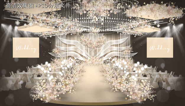 香槟婚礼舞台效果图设计