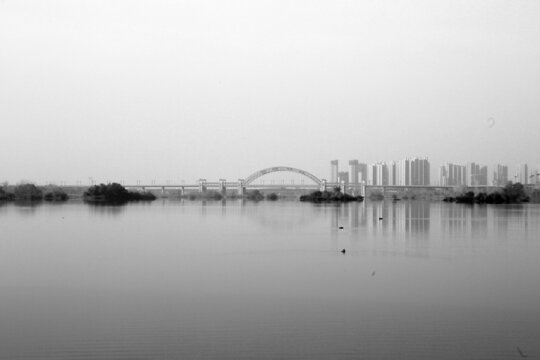 湖泊建筑大桥