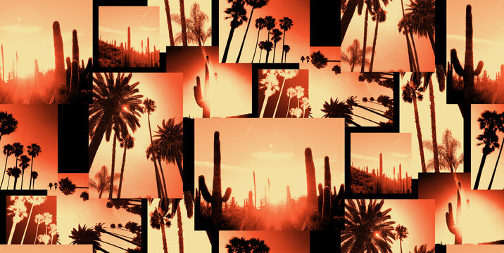 傍晚夕阳沙漠风景画
