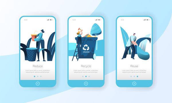 人物回收垃圾做环保概念插图 手机网页模板