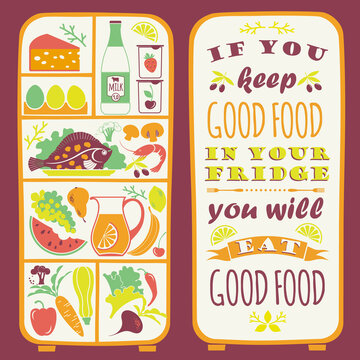 推广冰箱里储存健康食物插图海报