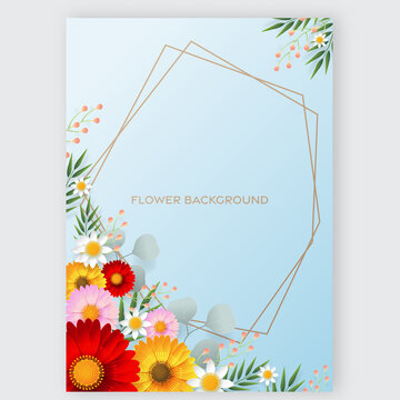 纸艺花卉装饰几何框线背景