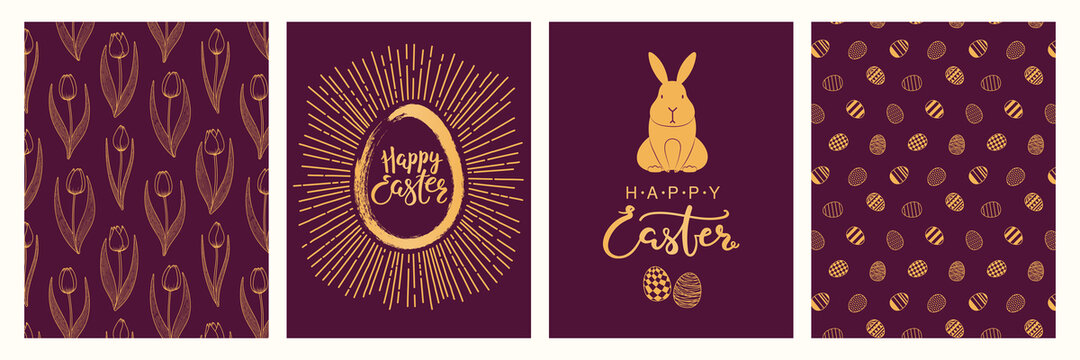 兔子彩蛋与郁金香 复活节卡片集合
