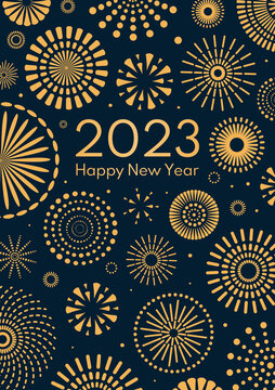 满版金色几何烟花 2023新年贺图