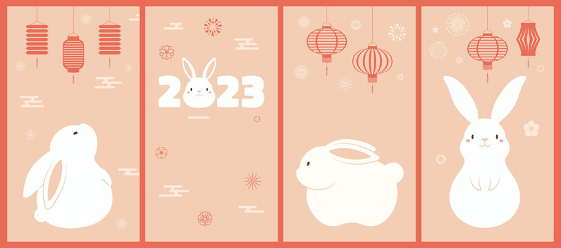 2023可爱兔子与灯笼新年贺图集合