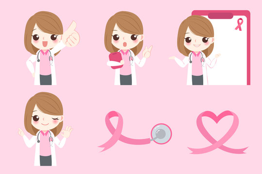 医生与粉红丝带 乳腺癌防治插图素材集合
