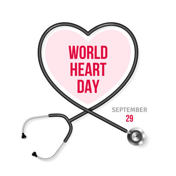 听诊器围绕成爱心 世界心脏日插图