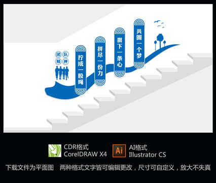 团队精神楼梯文化墙