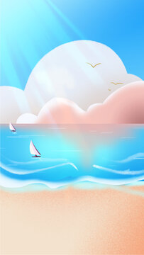 海边背景沙滩阳光蓝天白云