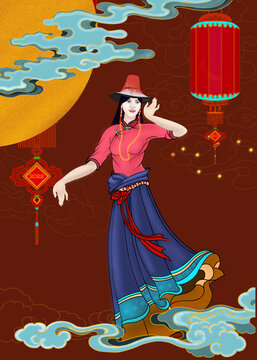 藏族人物插画设计