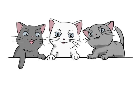 可爱小猫咪手绘插画