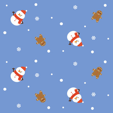 圣诞节雪人姜饼人图案印花