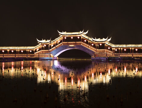锦溪古镇廊桥夜景
