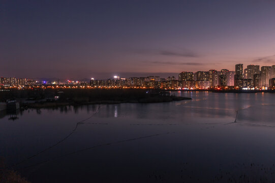 济南华山湖夜色