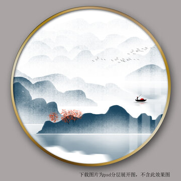 禅意水墨山水画