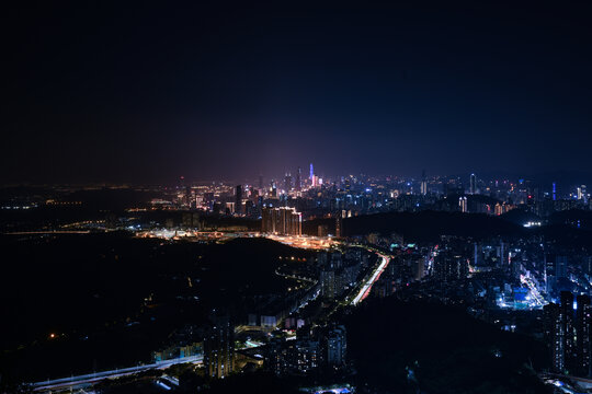 远眺美丽的深圳市夜景