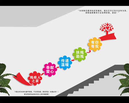 关爱残疾人楼梯文化墙