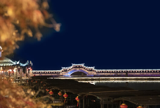 锦溪廊桥夜景