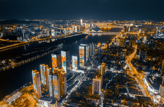 长沙城市风光航拍全景