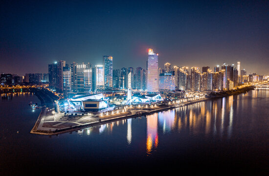 长沙城市风光航拍全景