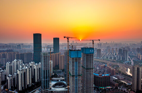 长沙城市风光航拍全景