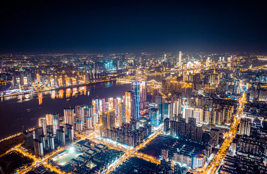 长沙城市风光航拍全景
