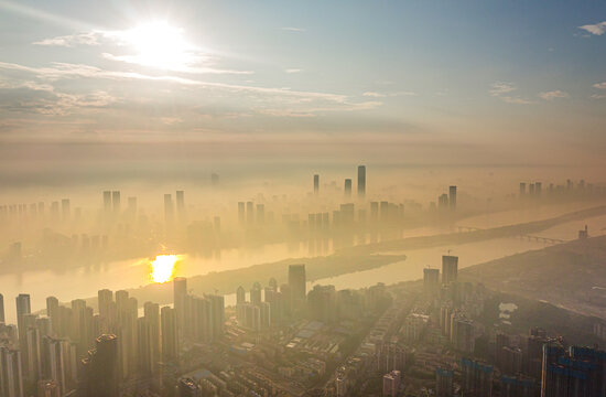 长沙城市风光航拍全景