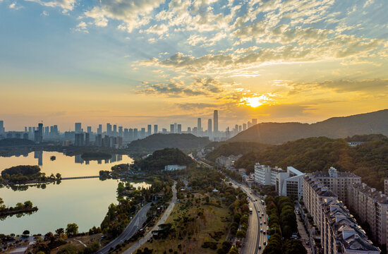 长沙城市风光航拍全景